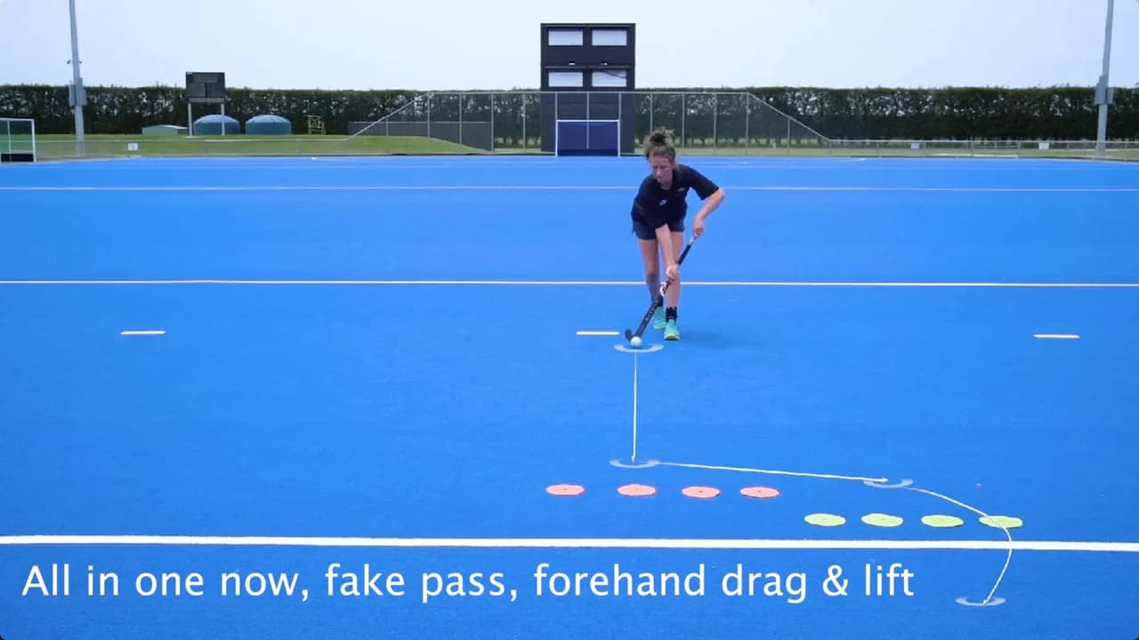 Video preview for the Inside Hockey skill Dummy Drag Backhand - Advanced.