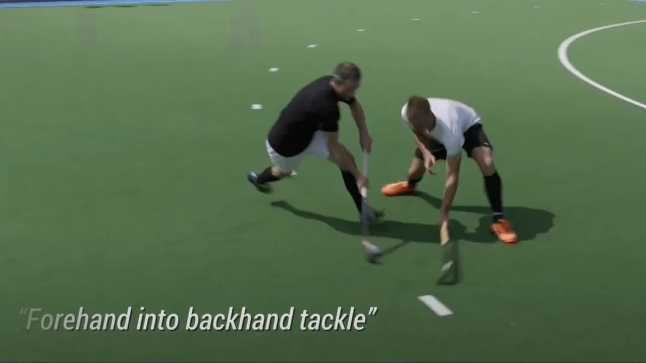 Video preview for the Inside Hockey skill Forehand into Reverse Tackle.