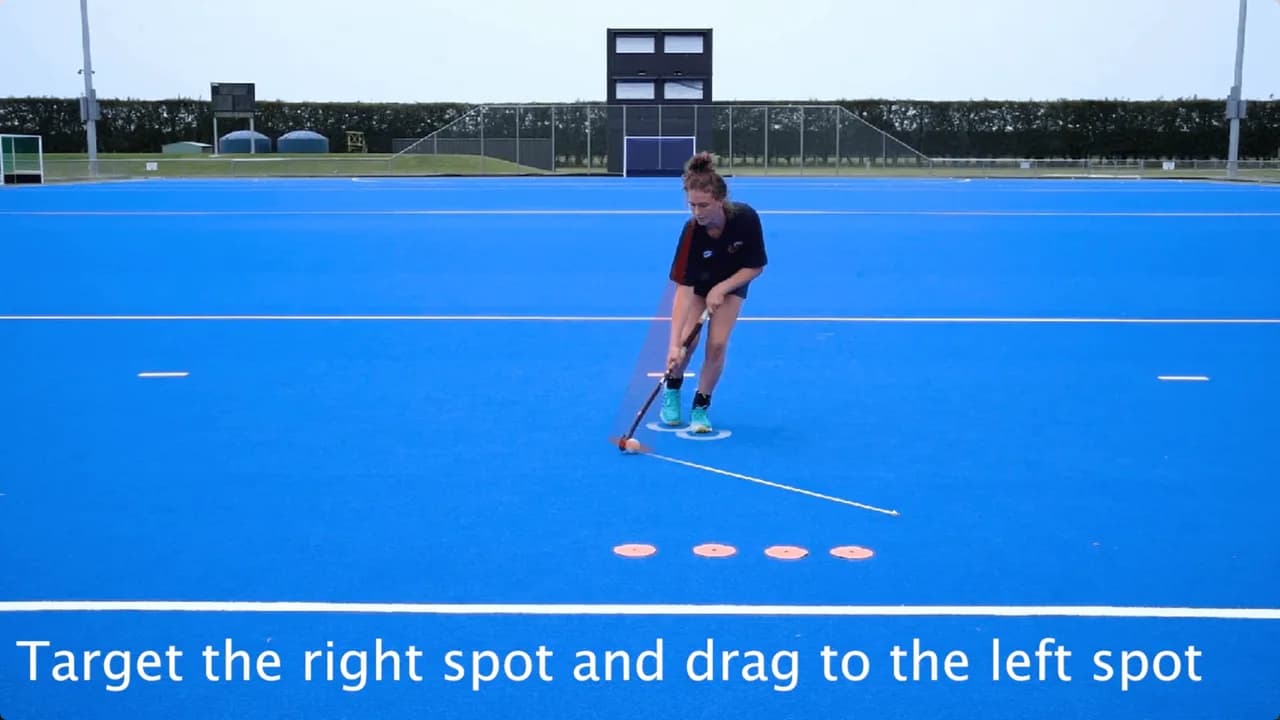 Video preview for the Inside Hockey skill Moving Opposite Foot Drags - Forehand.